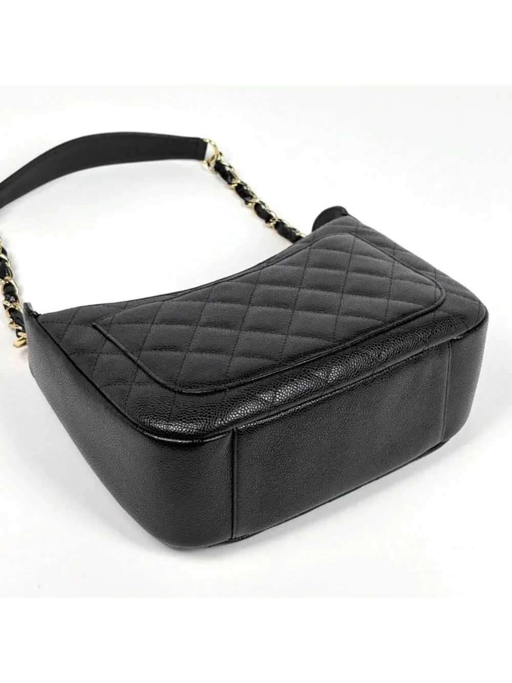 Chanel Shoulder Bag CC Logo Quilted Caviar Leather Black
